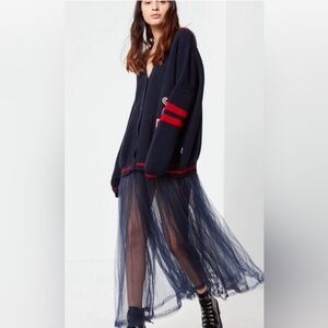 KNIT OVERSIZED VARSITY CARDIGAN